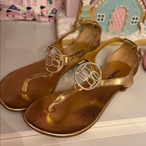 Bebe Metallic Gold Sandals with Sparkling Accents